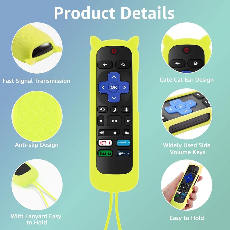 OneBom (Pack of 2) Replacement Remote for Roku TV with Soft Protective Silicone Cover(Glow in The Dark), Universal Remote for TCL/Hisense/Onn/Sharp/Element/Philips Roku Smart TV - Image 5